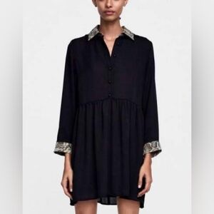 WD.NY Boho Python Black Dress #New PTP:21" Length:34"